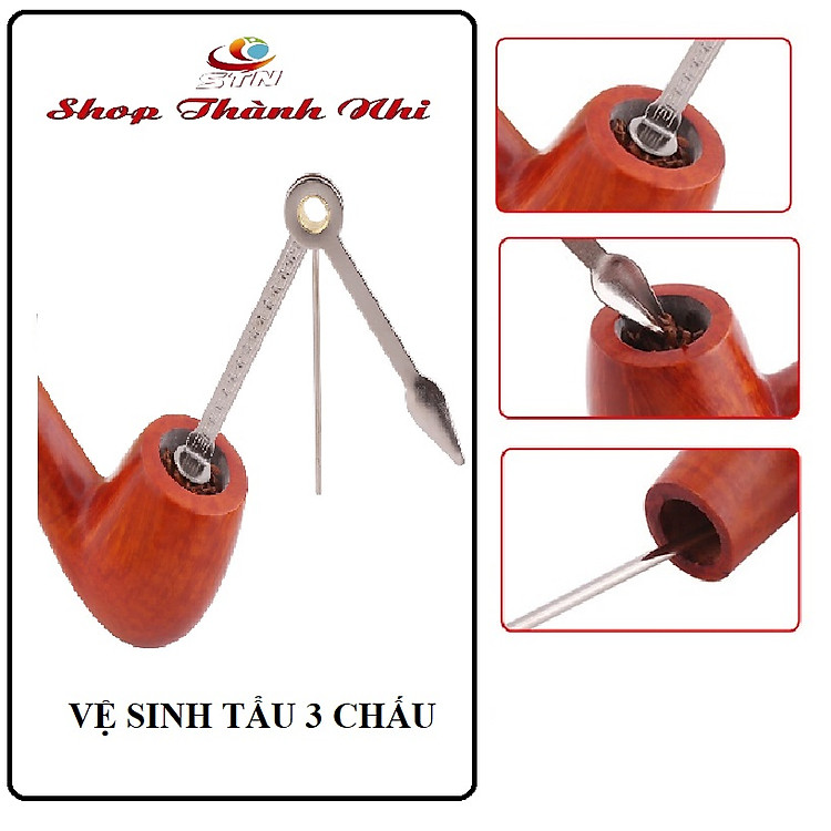 Bộ vệ sinh tẩu thuốc 3 in 1 thép không gỉ