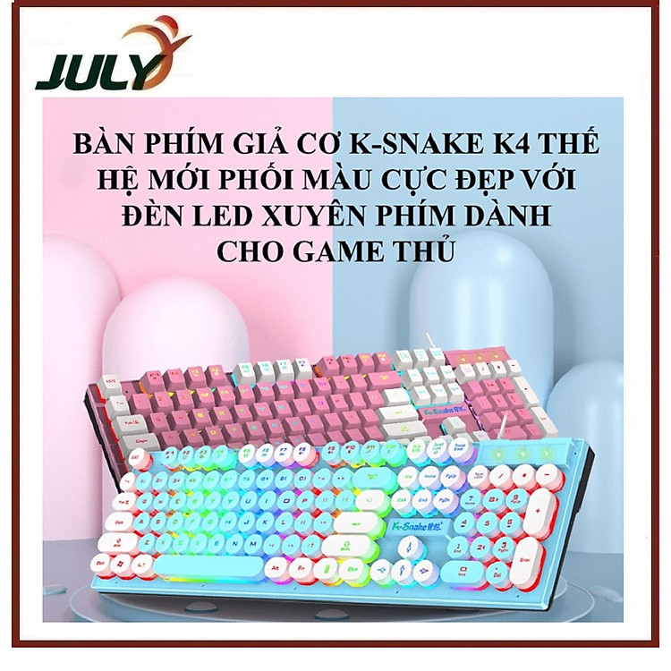 Bàn phím giả cơ K-SNAKE K4 NÚT TRÒN thế hệ mới phối màu cực đẹp với đèn led xuyên phím dành cho game thủ