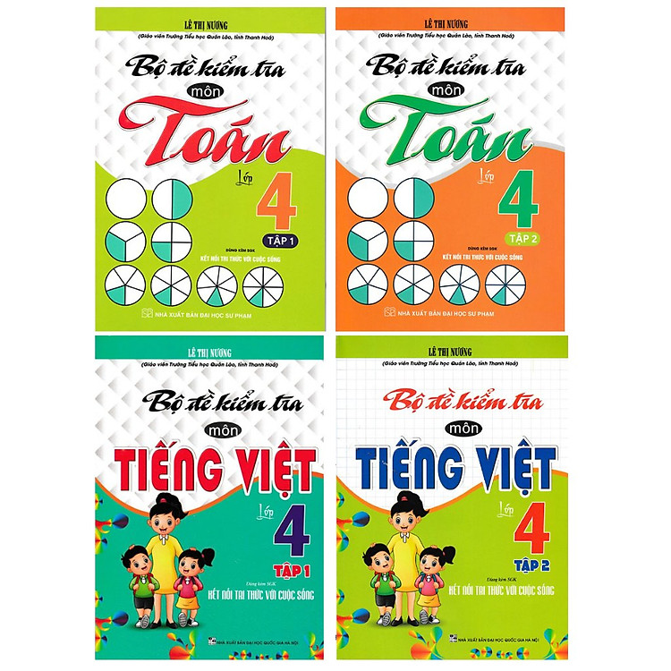 Sách - Combo Bộ Đề Kiểm Tra Môn Toán + Tiếng Việt Lớp 4 (Dùng Kèm SGK Kết Nối Tri Thức Với Cuộc Sống) (Bộ 4 Cuốn - HA )