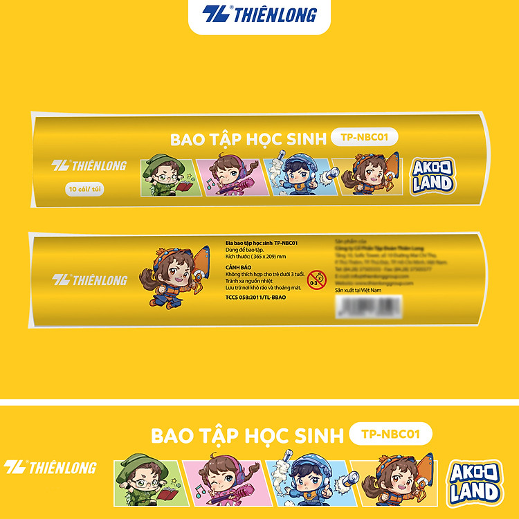 Bìa Bao Tập Học Sinh Akooland TP-NBC01/AK (10 chiếc)