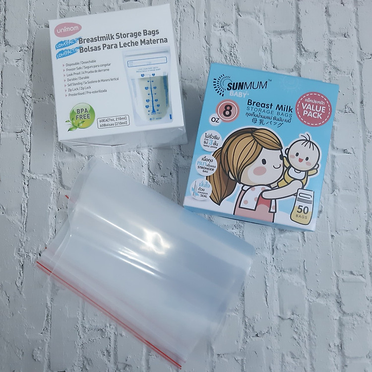 Combo 110 túi trữ sữa (60 túi Unimom 210ml và 50 túi Sunmum 250ml) + Tặng 5 túi zipper 22 x 33cm
