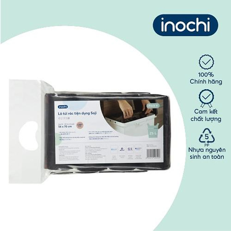 Lô 4 cuộn túi rác tiện dụng Inochi - Soji : 25 Lít (54 x 70cm)