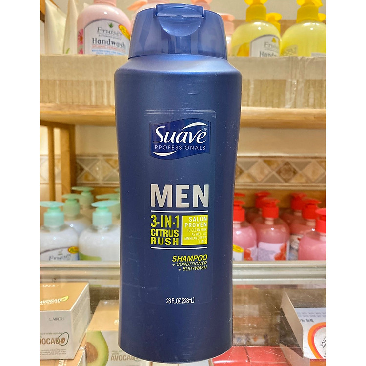 Dầu tắm, gội, xả Nam Suave Men CITRUS RUSH 3 in 1 828ml