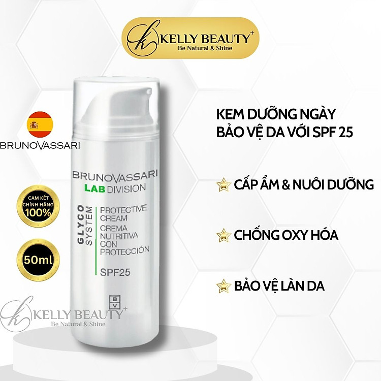 Kem Ngày Dưỡng Sáng và Bảo Vệ Da Bruno Vassari Glyco System Protective Cream SPF 25 | Kelly Beauty