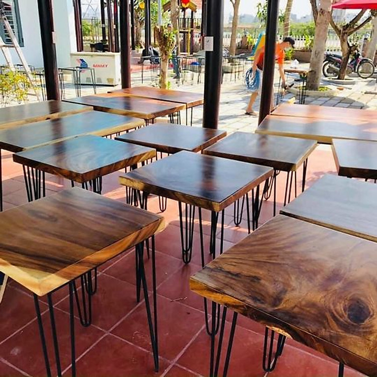 Mặt Bàn Trà / Bàn Cafe Vuông Gỗ Me Tây Nguyên Tấm