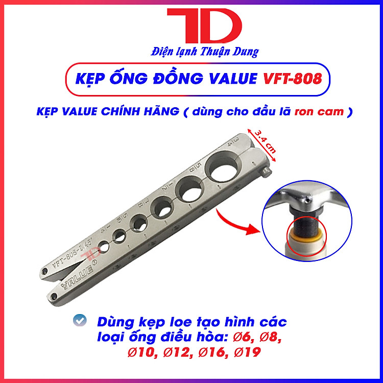 Kẹp ống đồng 808 size 3.1 cm và 3.4 cm dùng được cho bộ lã ông đồng VALUE 808, IS808 MIS808 VFB-I, Điện Lạnh Thuận Dung