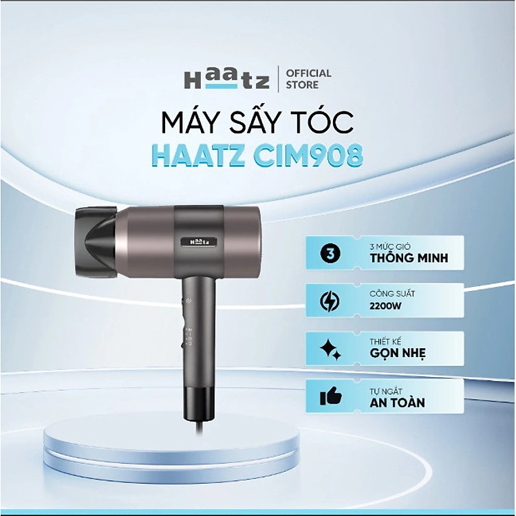 Máy Sấy Tóc HAATZ CIM908 Sấy Tóc Đa Năng 2 Chiều Nóng Lạnh, Hàng Chính Hãng Bảo Hành 2 Năm