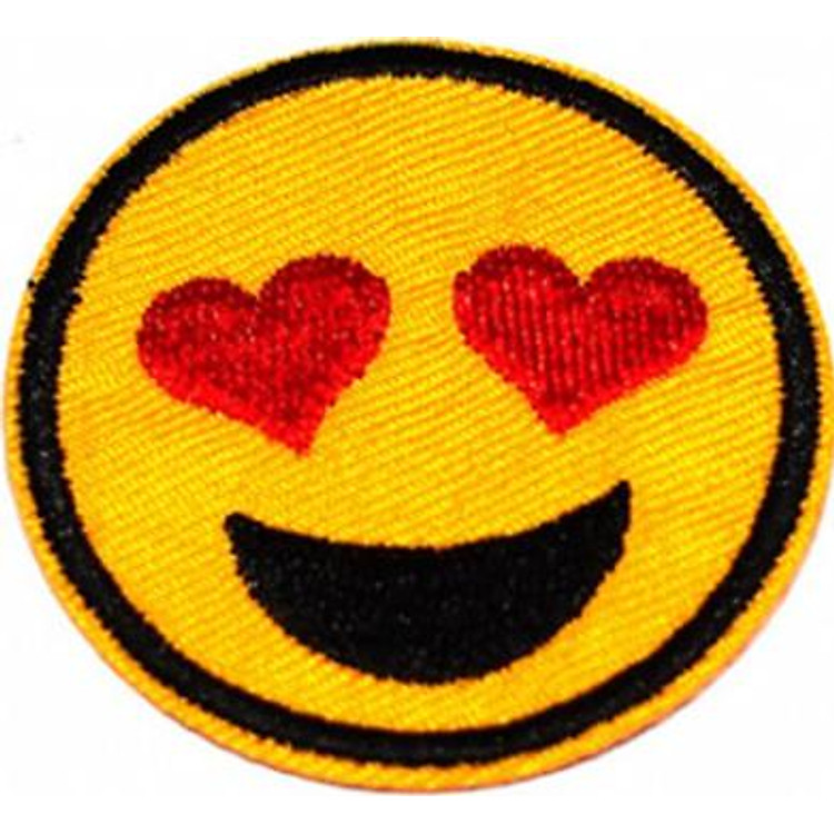 Patch ủi sticker vải - Mặt cười mắt tim
