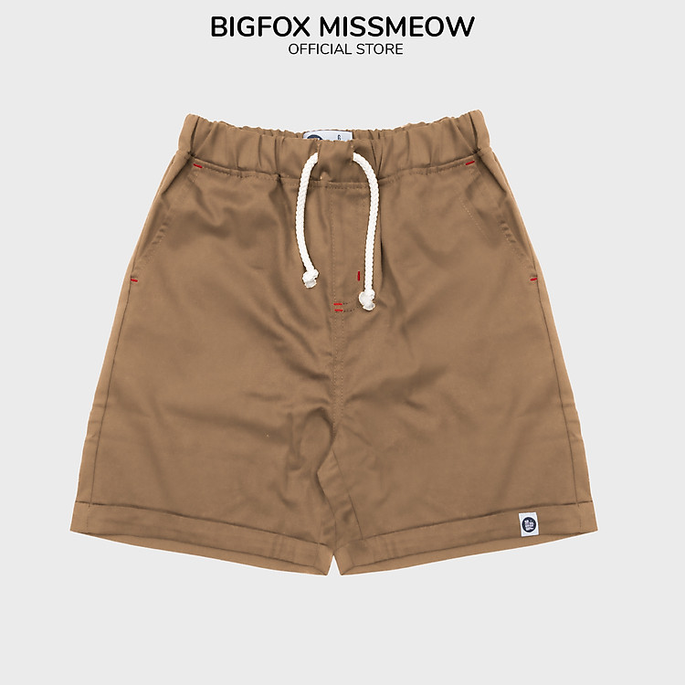 Quần short cho bé trai Bigfox Miss Meow size đại, dáng lửng chất liệu kaki mềm,phom Hàn mùa hè 3-15 tuổi 30kg, 45kg
