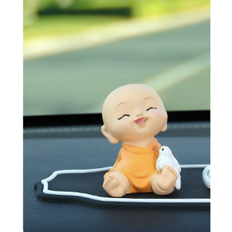 Tượng Chú Tiểu Tĩnh Tâm An Nhiên Trang Trí Xe Hơi Nhà Cửa Văn Phòng Decor_ Hàng chính hãng