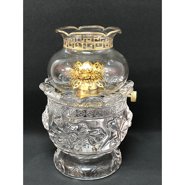 Đèn thờ đốt dầu - cao 17cm - thuỷ tinh cao cấp