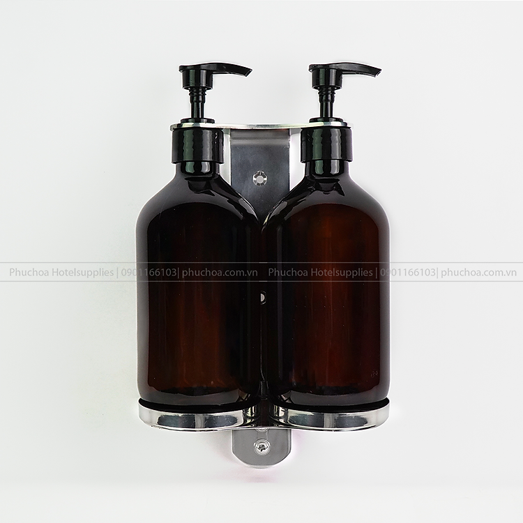 Bộ bình đôi dầu gội dầu tắm khách sạn gắn tường 500ml