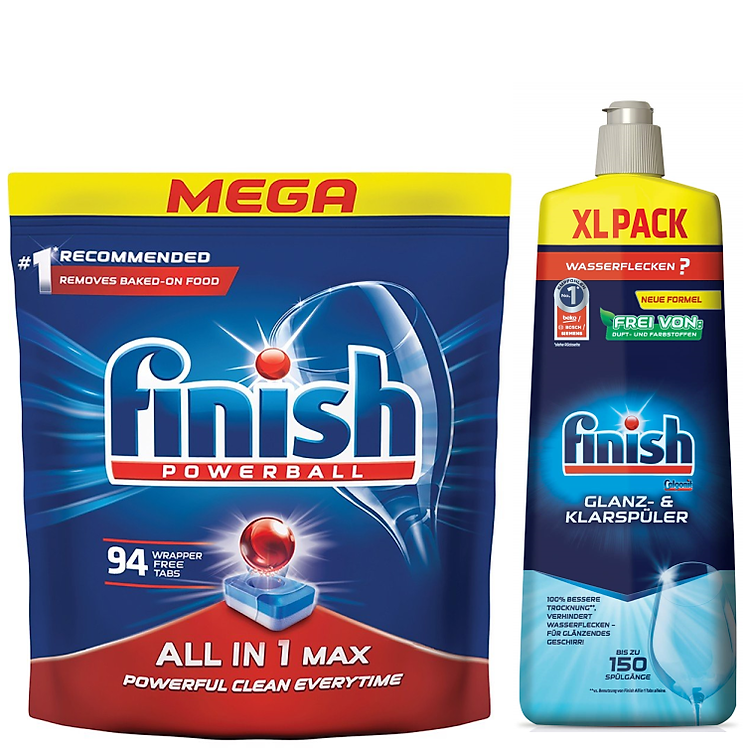 Combo 90 Viên rửa bát Finish All in 1 + Nước làm bóng Finish 750ml HANOIMART