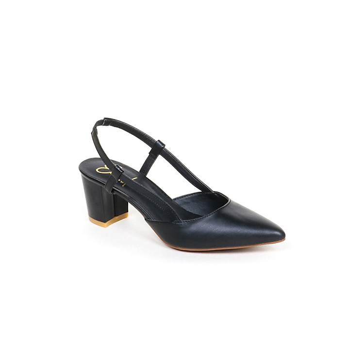 Giày Nữ, Giày Cao Gót Vuông Kitten Heels Erosska Cao 5cm Phối Dây Thời Trang EH021 Màu Đen