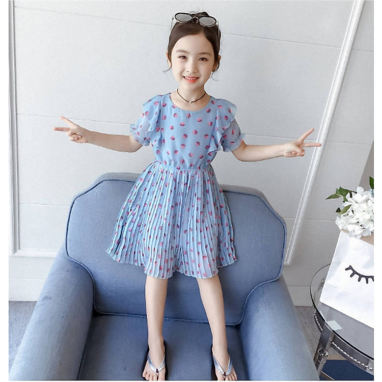Đầm von xếp ly cho bé gái hàng quảng châu 3 -14 tuổi - AA16