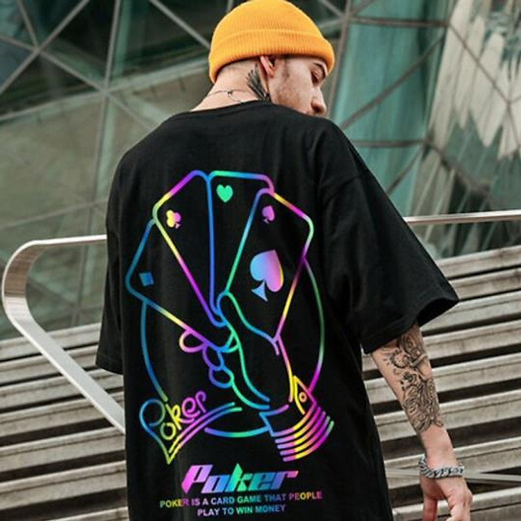 Áo Thun Nam Phản Quang In hình LÁ BÀI, bao ngầu, nhìn đã mắt