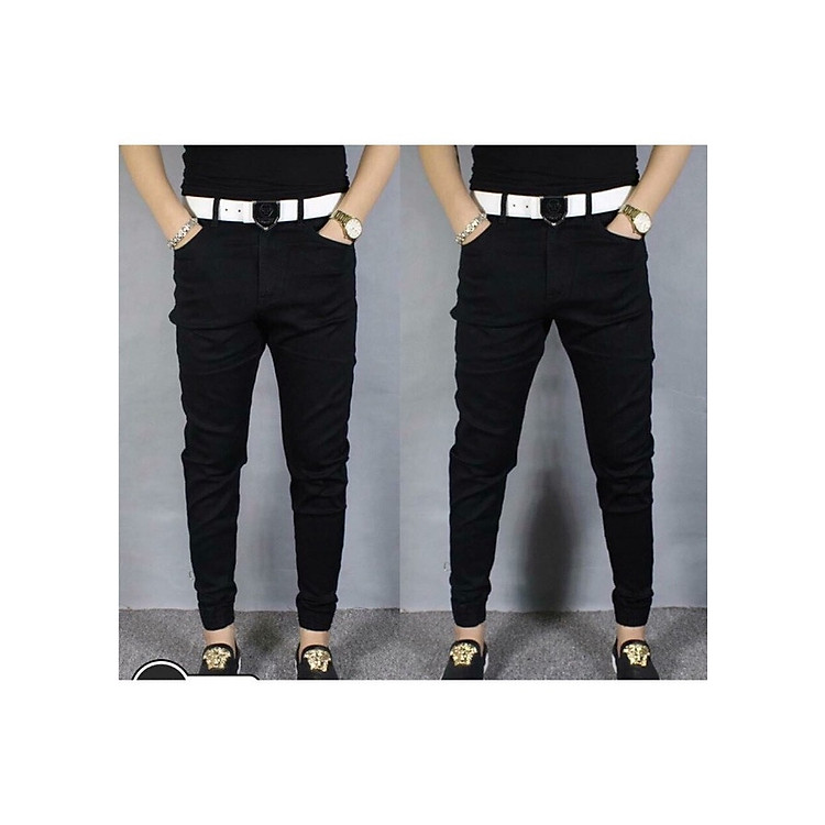 Quần Jean Nam Ống Bo Đen trơn