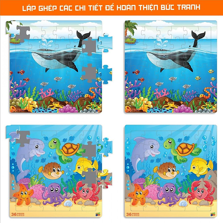 Bộ 2 Tranh Xếp Hình 36 Mảnh Chính hãng Ưu đãi - Hình ảnh 5