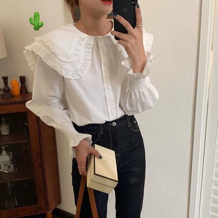 ÁO SƠ MI TIỂU THƯ - CỔ BÈO 2 TẦNG THỜI TRANG NỮ