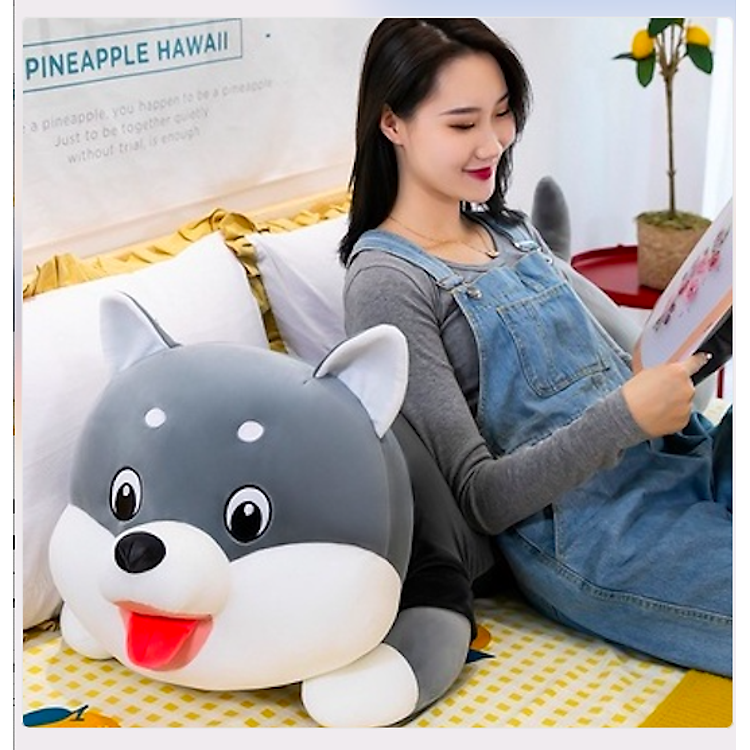 Mua Thú nhồi bông chó husky 90cm Chính hãng Giá tốt - Hình ảnh 4