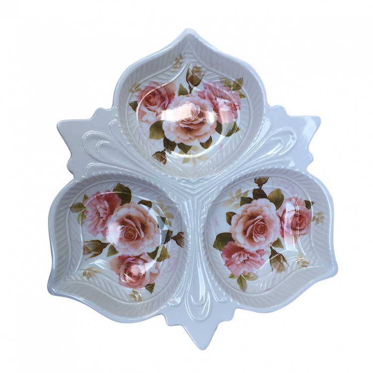 Khay mứt hoa quả Tết 33*33( 3 ngăn 7658,giao màu ngẫu nhiên)