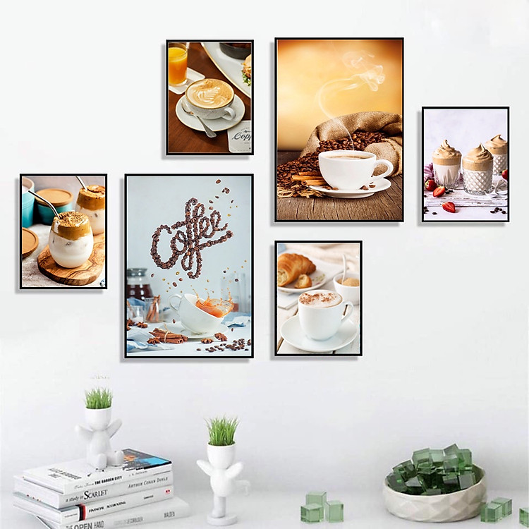 (HCM) Bộ 6 khung ảnh treo tường trang trí decor quán cà phê, giải khát kèm đinh treo 84/