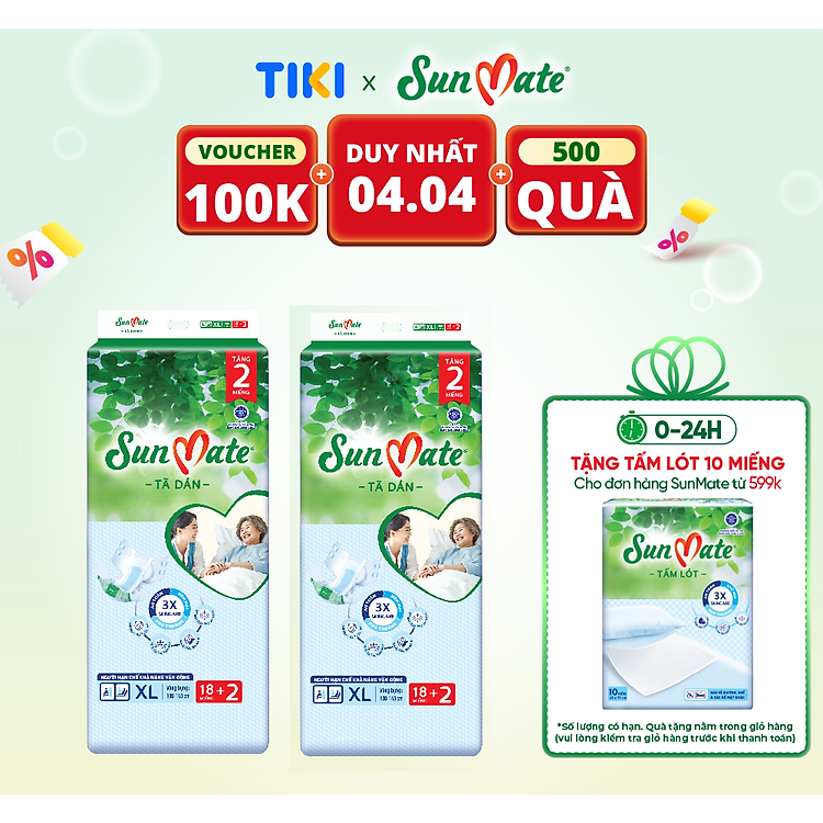 Combo 2 Tã dán người lớn SunMate XL Chính hãng Tiết kiệm
