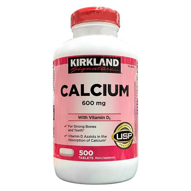 Thực phẩm bổ sung Calcium with D3 600mg 500 viên Kirkland nhập Mỹ - hỗ trợ xương khớp