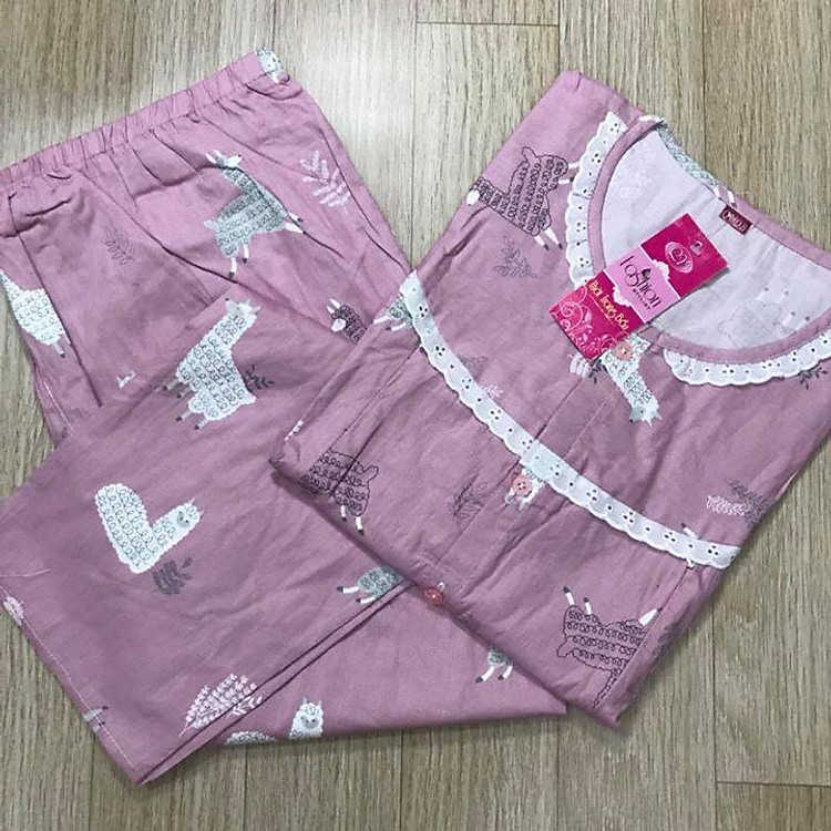 Đồ bộ thô có khóa kéo, viền cổ trắng cho mẹ sau sinh - Mẫu ngẫu nhiên