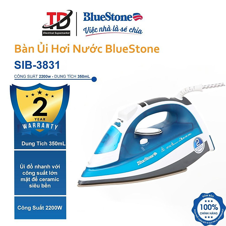 Bàn Ủi Hơi Nước Bluestone SIB-3831 Công Suất 2200W - Hàng chính hãng