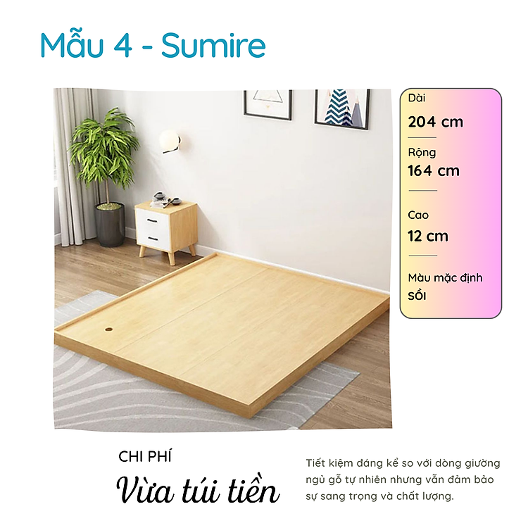 Giường bệt gỗ phong cách hiện đại thương hiệu SMLIFE (nhiều mẫu, có thể đổi size và màu sắc)