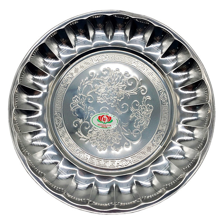 Mâm inox Hoàng Gia size 35 đựng gà, hoa quả, ngũ quả, đồ ăn,....