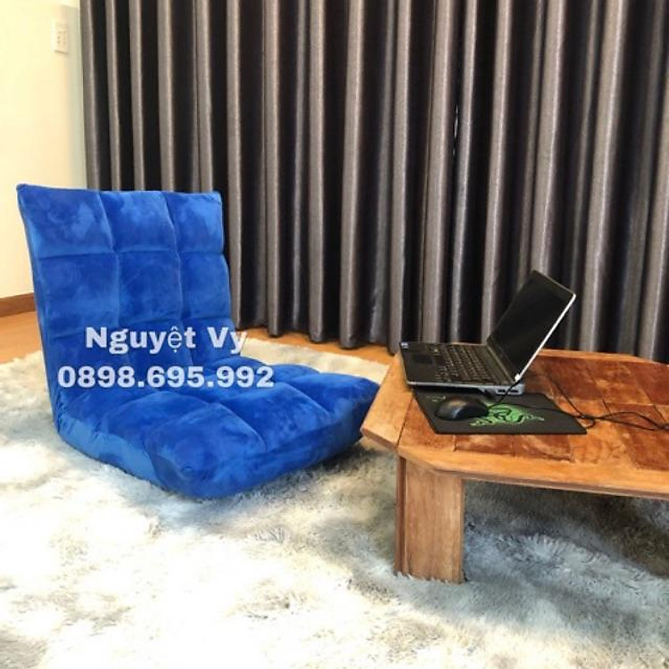 Ghế bệt tựa lưng dày dặn nhung cực mịn xanh dương