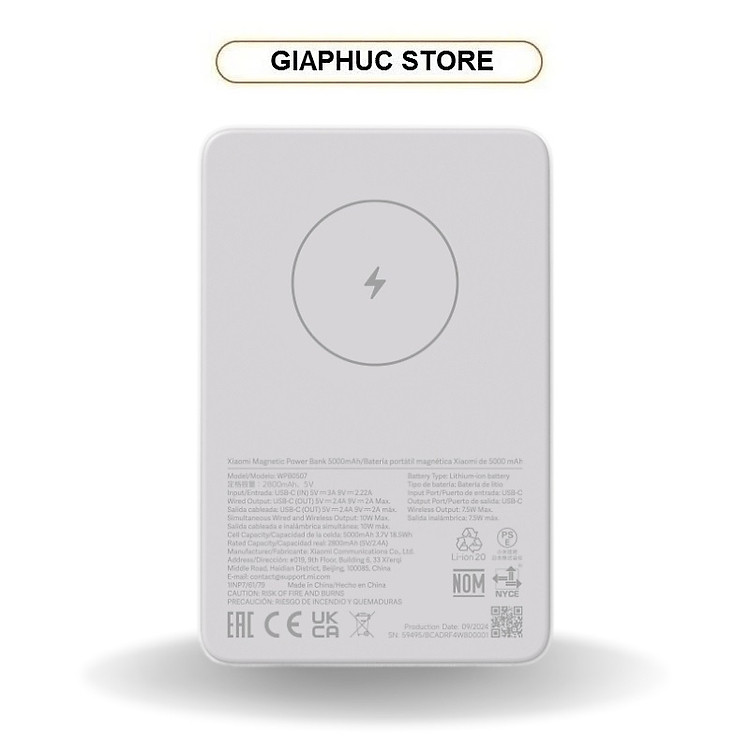 Pin sạc dự phòng Xiaomi Magnetic Power Bank 5000mAh BHR9304TH - GiaPhucStore | Hàng Chính Hãng