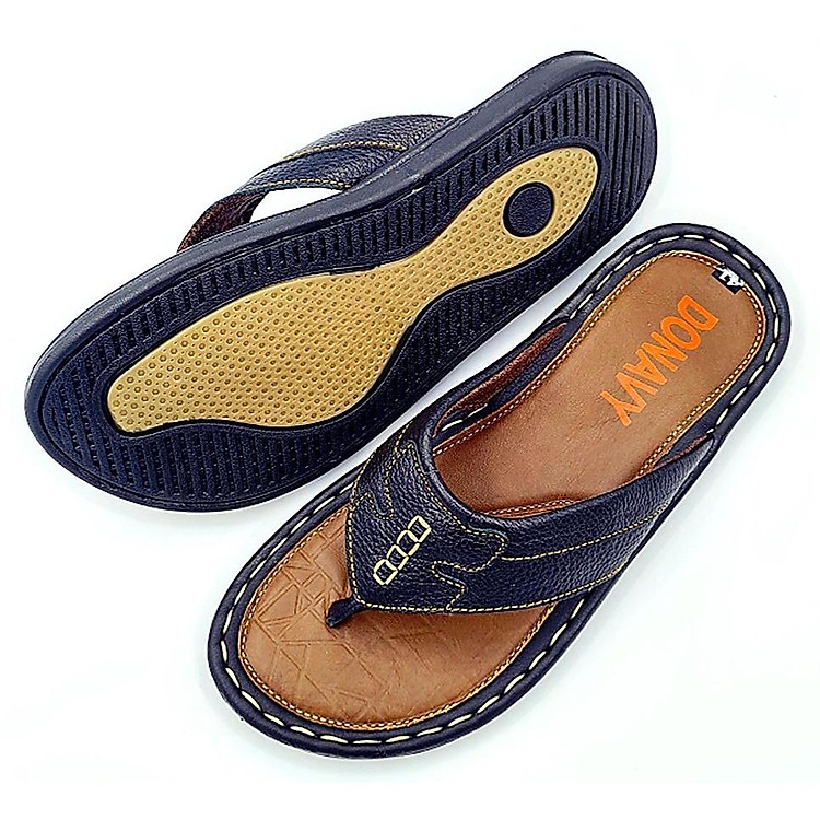 DÉP KẸP NAM DA BÒ THẬT 100% QUAI KHÂU ĐẾ BAO ĐI MƯA