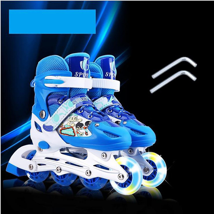 Giày trượt Patin bánh có đèn flash, tặng kèm bảo hộ đầu gối và tay