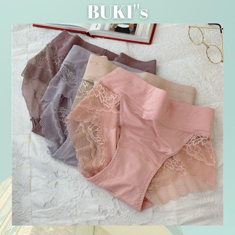 Quần gen bụng ️️Quần lót cotton pha ren cotton cao cấp - Quần chip cạp cao che khuyết điểm, bigsize đến 60kg