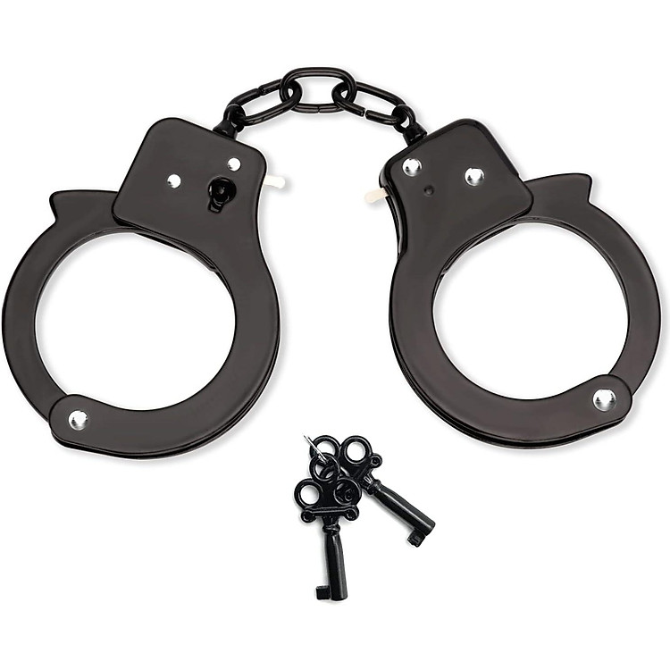 Còng tay trẻ em, Còng tay kim loại đồ chơi có chìa khóa, Còng tay chuyên nghiệp, Phụ kiện còng tay trò chơi cảnh sát, Còng tay an ninh tiêu chuẩn (Đen)