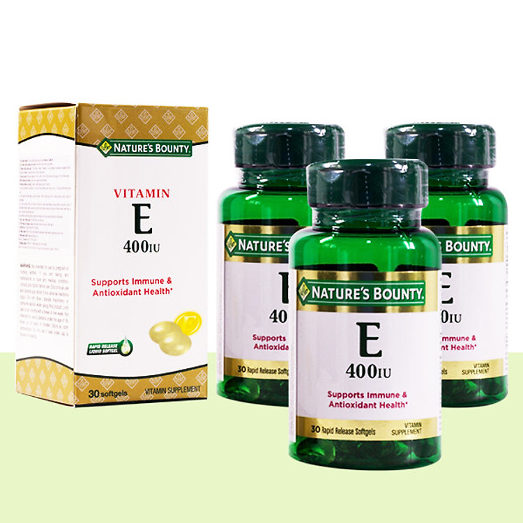 Combo 3 Hộp Viên Uống Vitamin E 400 IU Nature's Bounty - 30 Viên