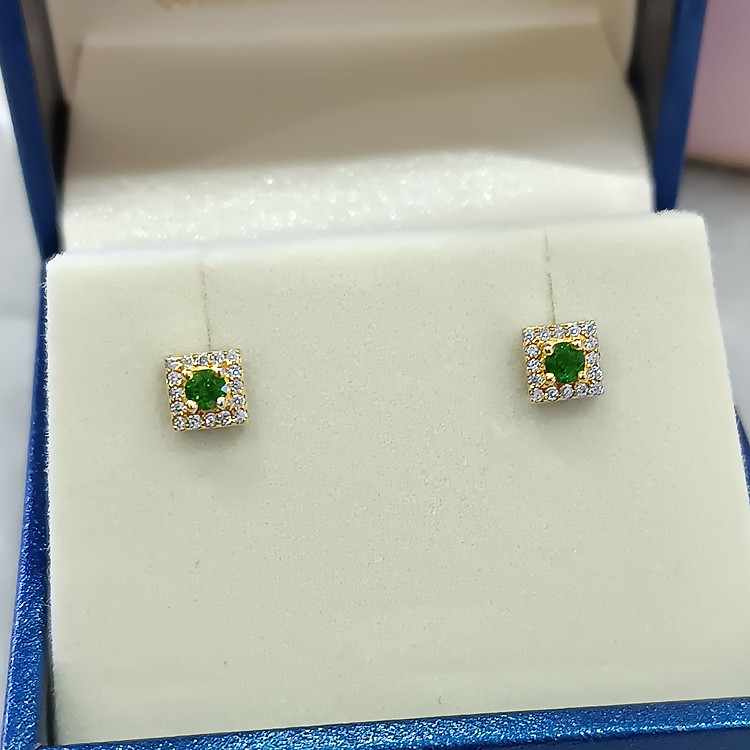 Bông tai đính đá Diopside thiên nhiên (B0193) - MOON Jewelry