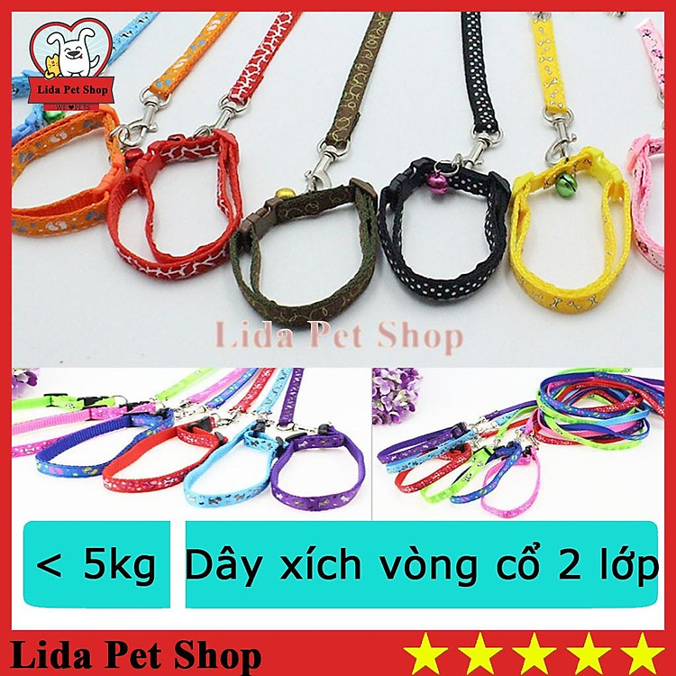 Dây dắt chó, dây dắt mèo kèm Vòng cổ, kèm yếm bản 2 lớp siêu chắc chắn