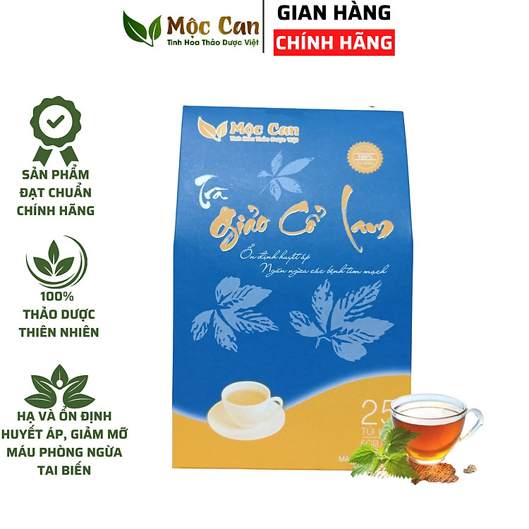 Trà giảo cổ lam mộc can túi lọc Mộc Can ổn định huyết áp, giảm mỡ máu hỗ trợ ngăn ngừa xơ vữa mạch máu gói 25 túi