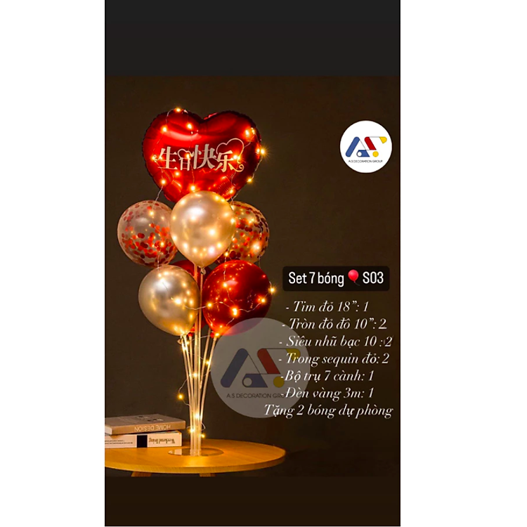 Trụ đèn Bong Bóng Trang Trí Siêu Bắt Mắt (Set 7 bóng)