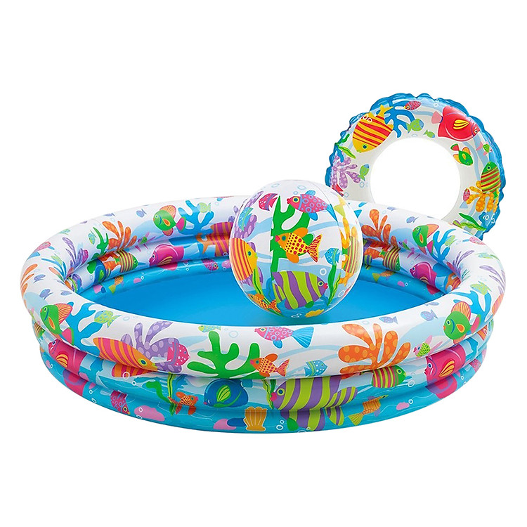 Bể Bơi Tròn 3 Tầng Tặng Kèm Bóng Và Phao Bơi (132 x 28 cm)