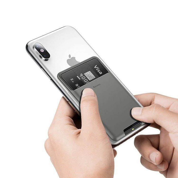 Case Đựng Thẻ Siêu Mỏng Gắn Lưng Điện Thoại Baseus Back Stick Silicone Card Bag (92 x 60mm) - Hàng Chính Hãng