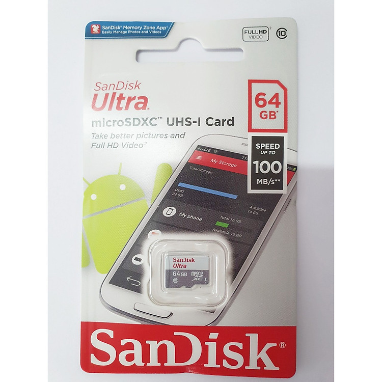 Thẻ Nhớ microSD SanDisk Ultra 128/64/32GB UHS-I - 100MB/s New - Hàng chính hãng