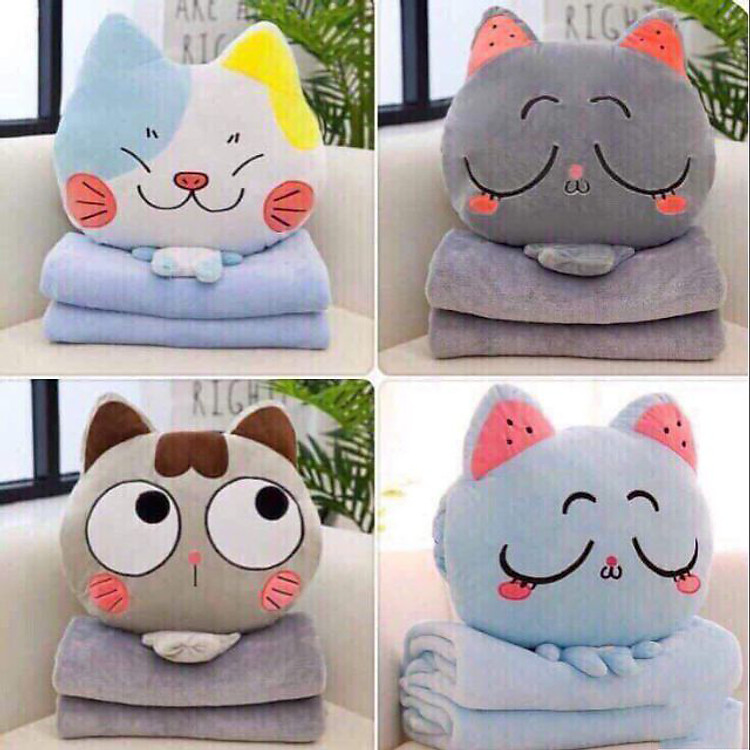 Set gối thú bông kèm chăn (Giao hình ngẫu nhiên)