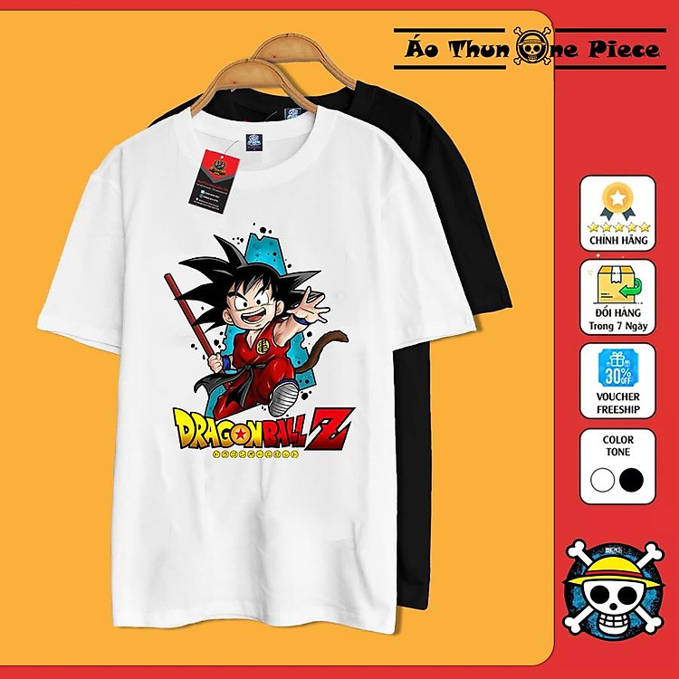 Áo thun Songoku Dragon Ball Z 2 mẫu trắng và đen CUTE phô mai que dành cho trẻ em và người lớn