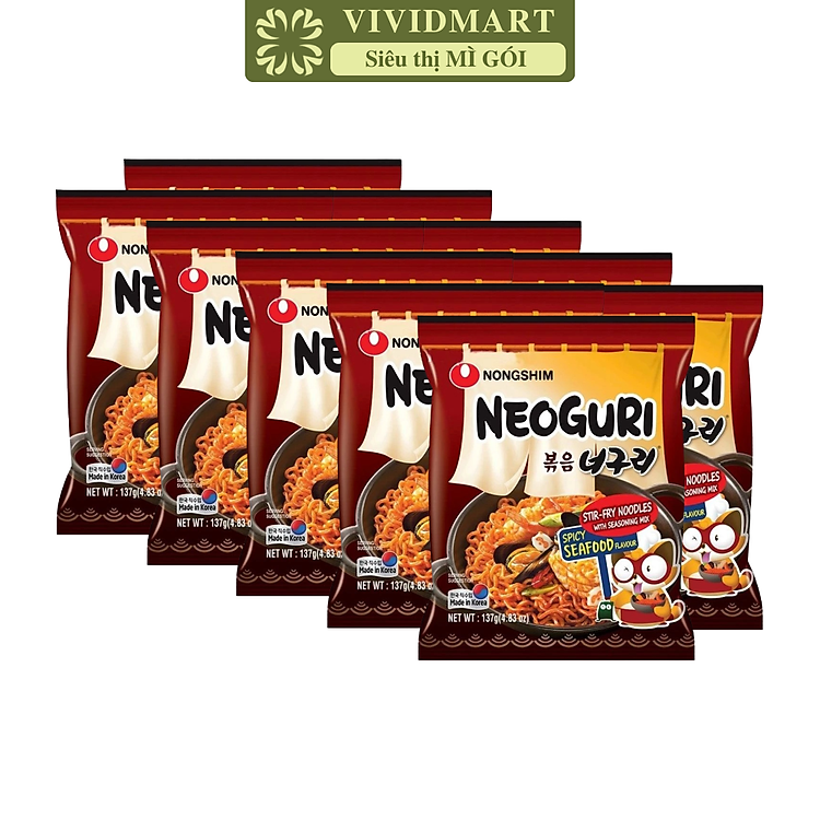 NONGSHIM - Mì xào khô Neoguri Hải sản cay, Mì xào khô Hải sản cay Neguri, Neoguri Seafood & Spicy (137g/gói)