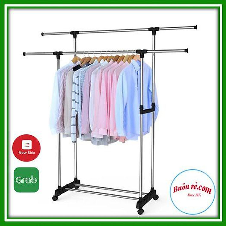 Giá treo quần áo thông minh chất liệu inox - kệ phơi đồ có bánh xe di động Br01408